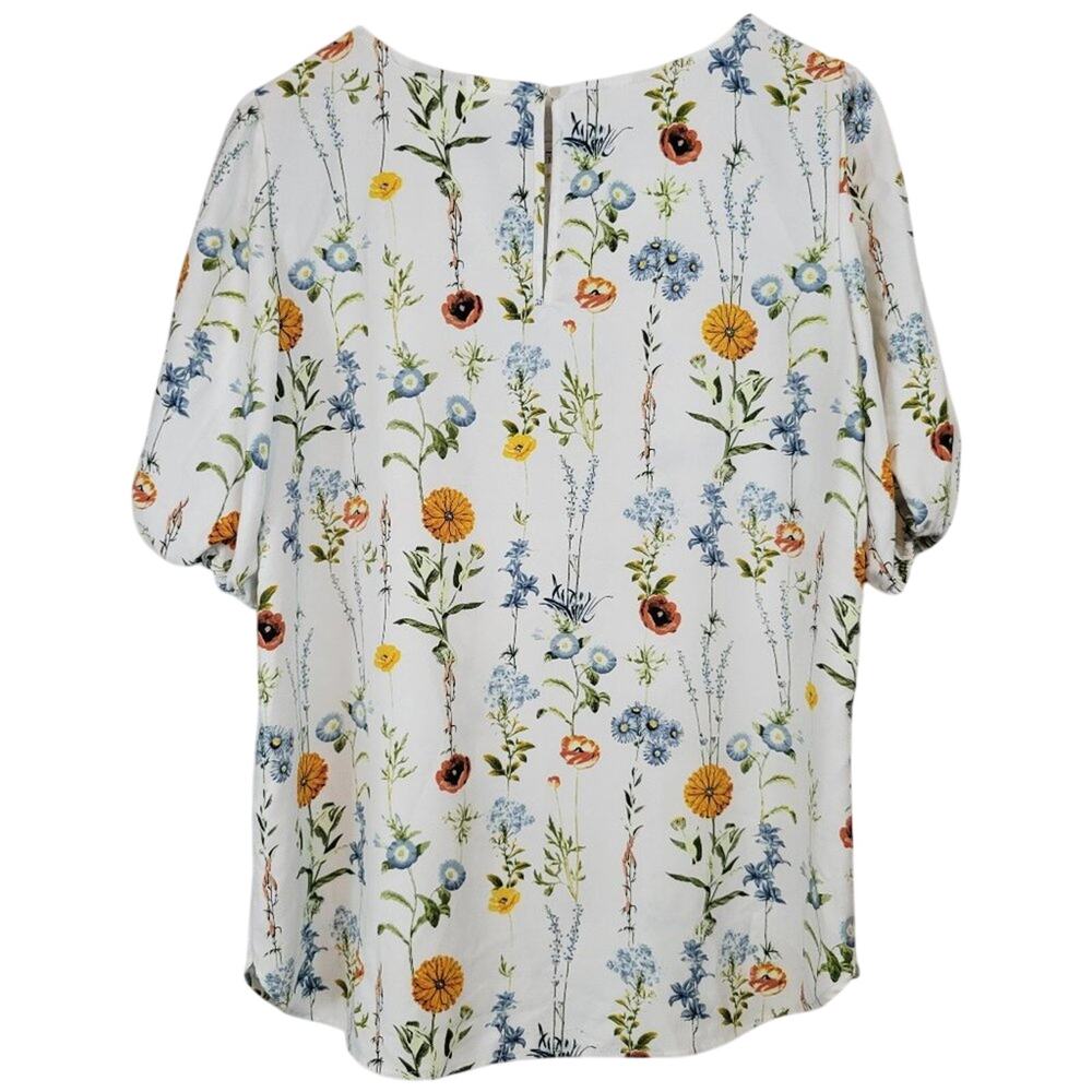 Remade Floral Print Puff Sleeve Blouse Top Womens - Picture 2 of 9
